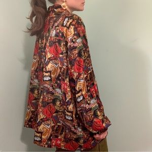 VINTAGE horse and floral print blouse